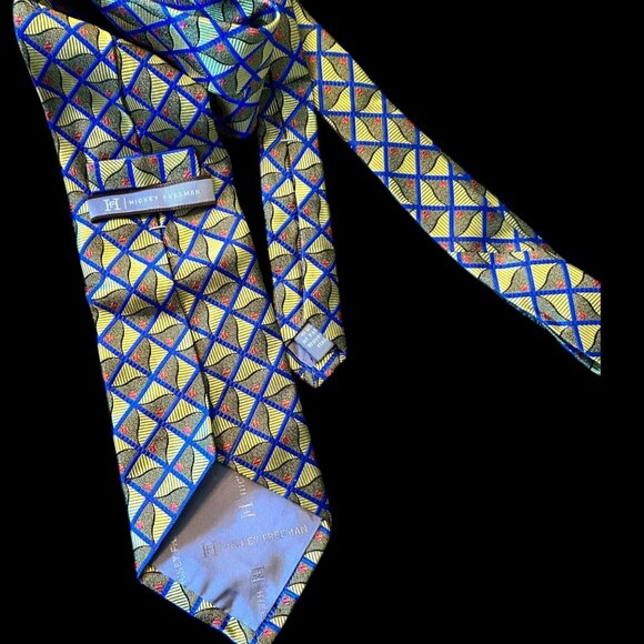 Hickey Freeman 100% Silk Woven Geometric Novelty Retro Print Tie - Picture 3 of 6